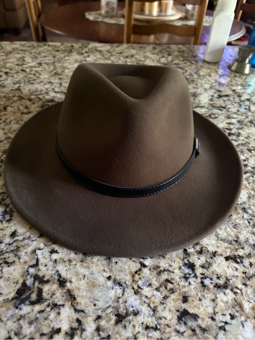 Pendleton Olive Brown Felt Hat with Dusty Rose Sweatband
